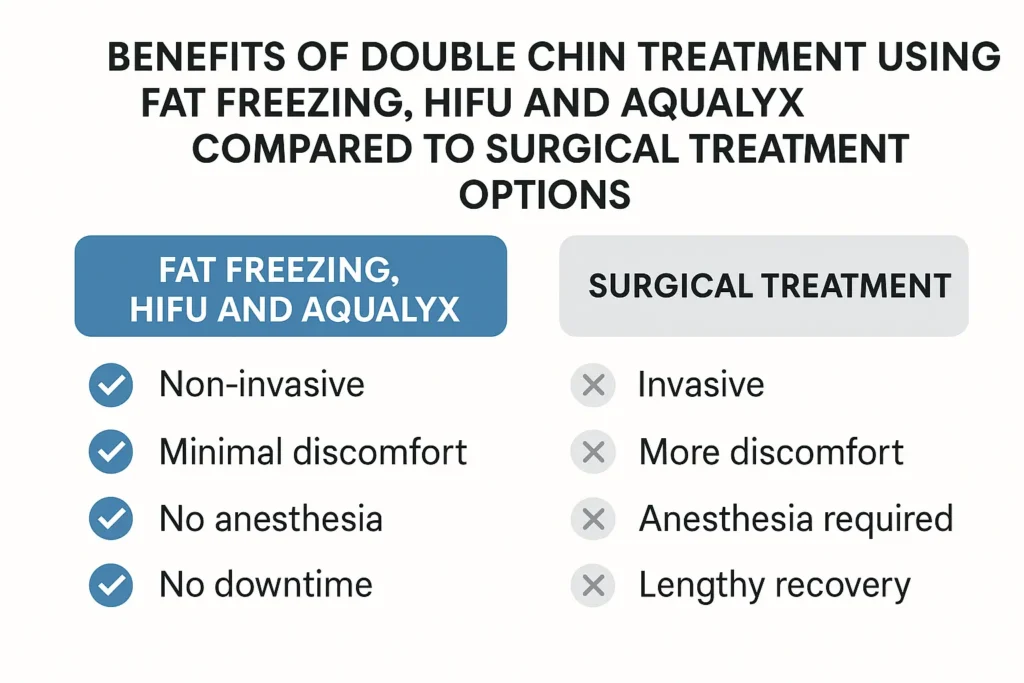 Graphic about the benefits of double chin treatment Sunbury-on-Thames - from LA LIPO
